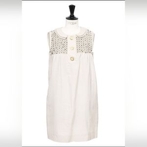 Chloe By Phoebe Philo Porcelain baby doll embroidery rhinestone Shift Dress L.